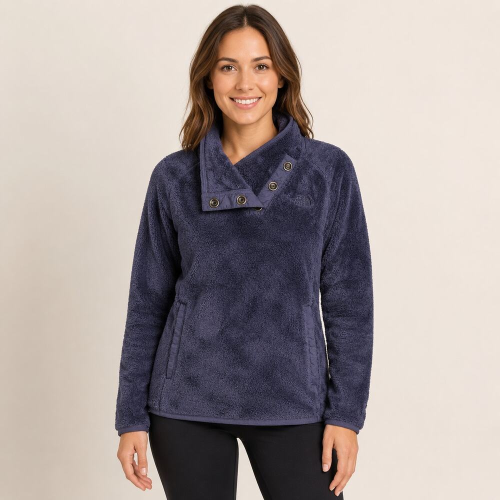The North Face Women’s Plush Fleece Snap Neck Pullover Navy Small